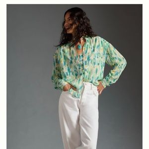 Anthropologie Tavi Buttondown Blouse by Pilcro